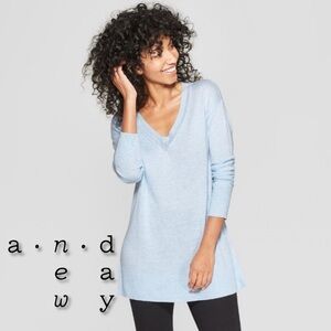 A New Day Light Blue V Neck Tunic Sweater S